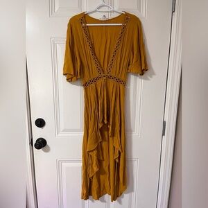 Mustard Yellow women’s boho tunic blouse